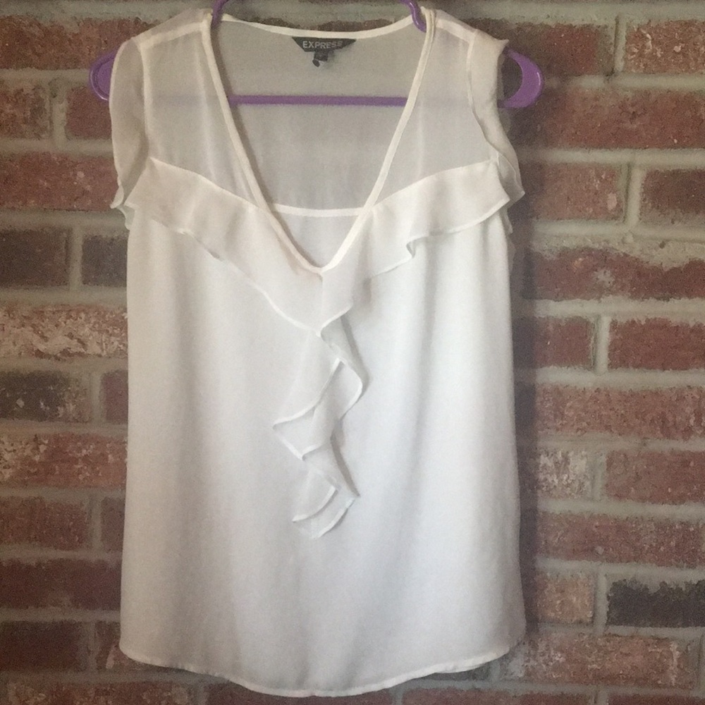 Ruffle front express blouse